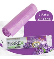 Florex 40 Litre Büzgülü Lavanta Kokulu Çöp Torbası Poşeti  55 x 60 cm  2 - RULA