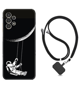 Samsung Galaxy M14 Kılıf Resimli Boyun Askılı İpli Desenli Silikon Series Astronot 519