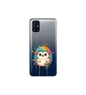 Samsung Galaxy M31s ile Uyumlu Splash Kirpi Tasarımlı Şeffaf Silikon Kılıf