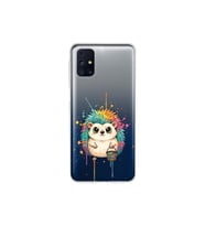Samsung Galaxy M31s ile Uyumlu Splash Kirpi Tasarımlı Şeffaf Silikon Kılıf
