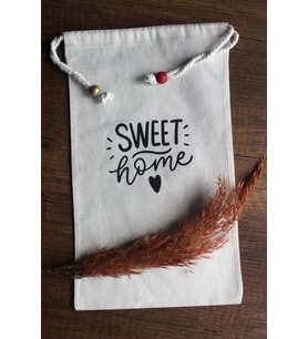 20x30cm - 2 Adet Keten Sweet Home Çok Amaçlı Kese - Saklama Torbası -