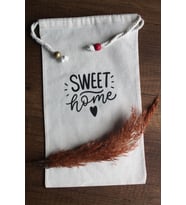 20x30cm - 2 Adet Keten Sweet Home Çok Amaçlı Kese - Saklama Torbası -