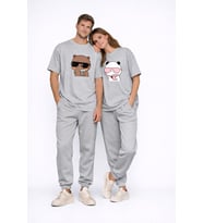 Sevgili Kombini Panda Bardak Baskılı Çift Tişört Oversize Unisex Partner Kombin Çift Seti Hediye (Çok Renkli)