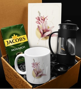 Özel Tasarım Kupa & Özel Tasarımlı Defter & French Press & 250 Gram Jacobs Filtre Kahve Hediye Seti