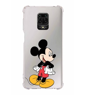 Xiaomi Redmi Note 9 Pro Köşe Korumalı Antişok Kapak Mickey Mouse Tasarımlı Şeffaf  Kılıf