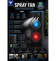 Çift Başlıklı Sprey Fan Nemlendirici Ve Renkli Led Işıklı Siyah