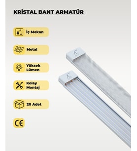 100W Beyaz Led Bant Armatür 6500K (Beyaz Işık) 20 Adet