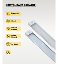 100W Beyaz Led Bant Armatür 6500K (Beyaz Işık) 20 Adet