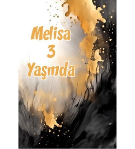 Sarı ve Siyah Boyalar Temalı Doğum Günü Afişi -2 35X50 cm