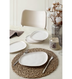 Keramika Mat Beyaz Tetra Pasta Tabağı 23 Cm 6 Adet
