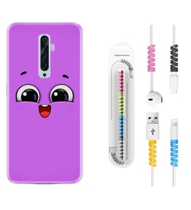 Oppo Reno 2Z 4 Lite 4 Pro 5 6 7 A31 Kılıf Kablo Koruma Spiral Silikon Purple Sweety 1717