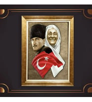 Özel Seri Paspartulu Çerçeveli Atatürk Tablo l820 (Gold)