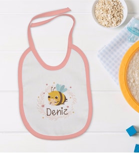BK Kids Kişiye Özel Pembe Bebek Mama Önlüğü - Model 162