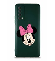 Huawei P Smart 2021 Soft Premier Kapak Minnie Mouse-C Tasarımlı Silikon Kılıf - Yeşil (Şeffaf)