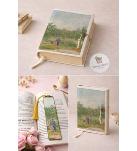 Kitap Kılıfı ve Metal Kitap Ayracı Seti (Van Gogh Flörtleşen Çiftler Bahçesi)