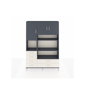 Arges Dolap 9 Raflı 6 Çekmeceli 3 Kapaklı 132x30x195 Antrasit-Antrasit/Aytaşı