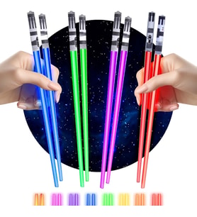 8 Parça LED Işıklı Chopstik Işık Kılıcı Yemek Çubukları Star Wars Tema Çöpstik