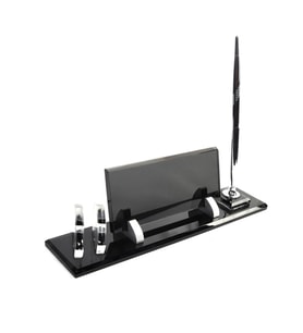Kristal Masa İsimlik Kartvizitli Modern Ofis Dekoru Masa İsimlik (Kestane)