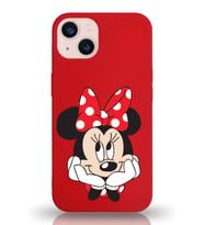 Apple iPhone 13 Uyumlu Lansman Kılıf Minnie Mouse Tasarımlı Altı Kapalı İçi Kadife Kaplı  Kapak (Şeffaf)
