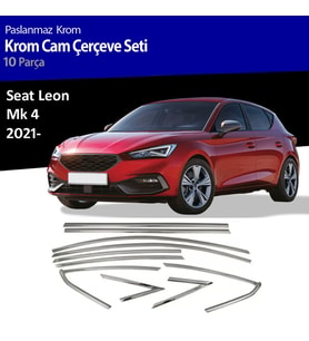 Seat Leon Mk4 Cam Çıtası Komple Set Çerçevesi Kromu Nikelajı 2021 Sonrası