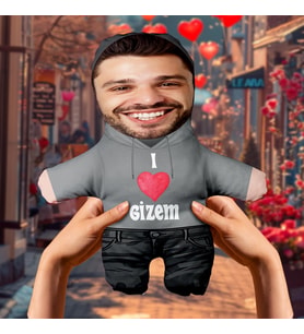 Motto Gift Erkek Kadın Minik Sevgilim Peluş Oyuncak Kişiye Özel Fotoğraflı Sevgiliye Hediye 531003 (Model 2)