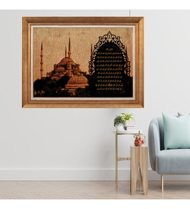 Altın Varaklı Çerçeveli Paspartulu  Tablo zv1196 (Gold)