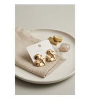 Mey İthalat® 316L Çelik Gold Renk Organik Dokulu Asimetrik Tasarım Damla Model Küpe