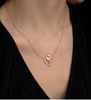 925 Ayar Gümüş Pembe Taşlı Anne Çocuk Sevgisi Kolye
