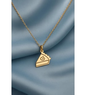 Kişiye Özel Krem Şantili Mini Turta Kolye 925K Gümüş (Gold)