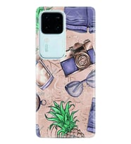 Vivo V30 Kılıf Desenli Silikon Ananas Camera Glass 1357
