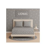 Desenli 160 x 200 cm Çift Kişilik Gri Yıldız Lastikli Çarşaf ve 2 Adet Yastık Kılıfı