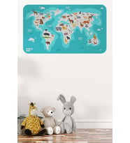 Eğitici Dünya Haritası Dünya Atlası Çocuk Ve Bebek Odası Duvar Sticker-60x105-3785