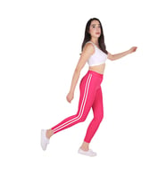 Kadın Şerit Çizgili Detay Yüksek Bel Spor Tayt