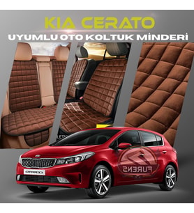 Kia Cerato Kahverengi Renk Tay Tüyü Cepli & Terletmez Sırtlı Oto Koltuk Minder Seti - Koltuk Koruma Kılıfı (ÖN & ARKA TAM SET)