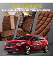 Kia Cerato Kahverengi Renk Tay Tüyü Cepli & Terletmez Sırtlı Oto Koltuk Minder Seti - Koltuk Koruma Kılıfı (ÖN & ARKA TAM SET)