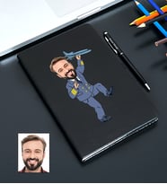Kişiye Özel Pilot Tasarımlı Karikatürlü Siyah Defter Kalem Seti 102