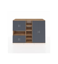 Kronos Dolap 13 Raflı 6 Kapaklı 220x59x163 Çam-Antrasit/Çam
