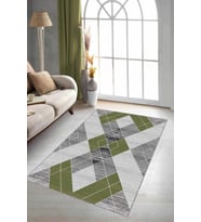 Yeşil Geometrik Kaymaz Taban Makinede Yıkanabilir Halı DD04 - 100 x 160 cm