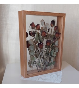 30x40 cm Çift Yönlü Bambu Anı Çerçevesi! Gül Kutusu Şeffaf Gül Kutusu