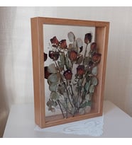 30x40 cm Çift Yönlü Bambu Anı Çerçevesi! Gül Kutusu Şeffaf Gül Kutusu