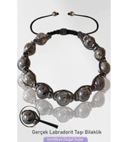 Sertifikalı Makrome Doğal Gerçek Labradorit Taşı Bileklik - Ayarlamalı (Çok Renkli)