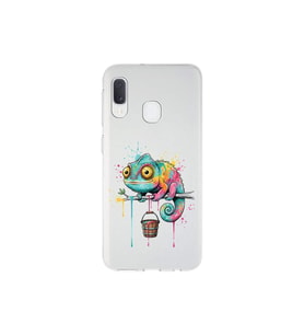 Samsung Galaxy A20e ile Uyumlu Splash Bukalemun Tasarımlı Şeffaf Silikon Kılıf