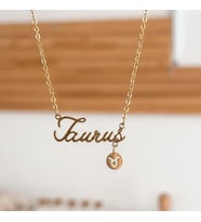 Kişiye Özel 925 Ayar Gümüş Şık Boğa Burcu Sembol Kolye (Gold)