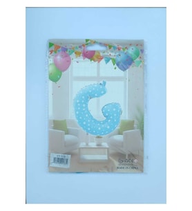G Harf Mavi Yıldız Desenli Folyo Balon 26" inç 65 cm parti, doğum