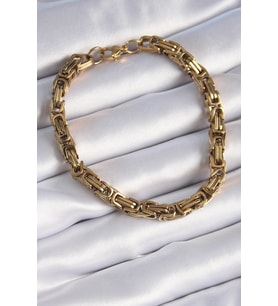316L Çelik Gold Renk Kral Zincir Model Erkek Bileklik 5886 - LOHO1928-5789