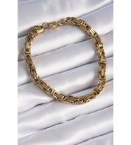 316L Çelik Gold Renk Kral Zincir Model Erkek Bileklik 5886 - LOHO1928-5789