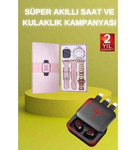 İthalat® Özellikli Bluetooth Kulaklık Nabız Ölçer Akıllı Saat Bileklik Hediyeli