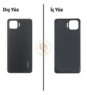Oppo KAPAK Reno 4 Lite Siyah Arka Kapak Arka Cam Batarya Kapağı Lazer Kesim Kapak Pil Kapağı Back Cover