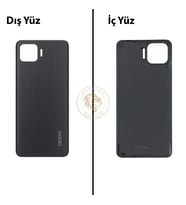 Oppo KAPAK Reno 4 Lite Siyah Arka Kapak Arka Cam Batarya Kapağı Lazer Kesim Kapak Pil Kapağı Back Cover