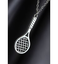 Tenis Raketi Figürlü Gümüş Renk Zincirli Erkek Kolye (Çok Renkli)